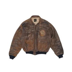 Vintage Avirex 1985 Sack Time Pin Up Type A-2 Flight Brown Lederjacke Herren: L - Bild 1 von 15