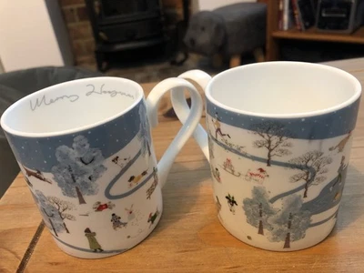 2 SOPHIE ALLPORT MERRY WOOFMAS BONE CHINA MUGS DOG CHRISTMAS - Image 1 of 4