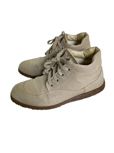 Hogan Beige Canvas Sneakers Size 38.5 Ivory High Top Casual Classic Neutral - Picture 1 of 16