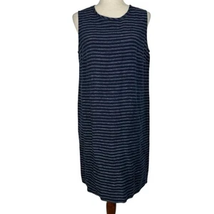 J Jill Love Leinenkleid Damen klein marine gestreift ärmellos Etuikleid minimalistisch - Bild 1 von 11