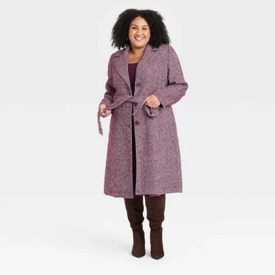 NWT Burgundy Knee Length Wool Coat Size 2X - Image 1 of 3