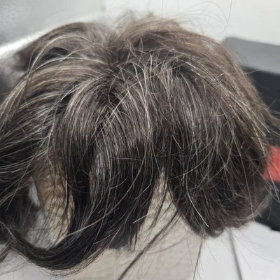 Sistema Lordhair Toupee/Hair para hombres bucle en V 0,06 mm piel delgada marrón/gris 8x10 Foto 1 de 4