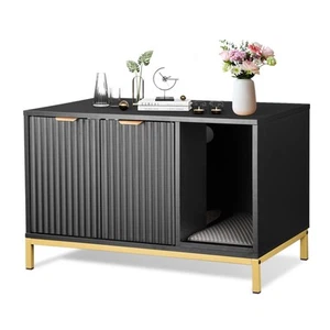 Cat Litter Box Enclosure, Hidden Litter Box Furniture with Metal Legs, Side E... - Picture 1 of 8