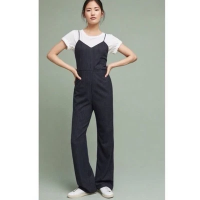 By Anthropologie • Macacão listrado azul marinho tamanho 14 alça de espaguete casual - Imagem 1 de 4