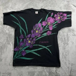 Vintage Colorado Flowers Fruit Of The Loom Large Single Stitch Black T-Shirt - Bild 1 von 9