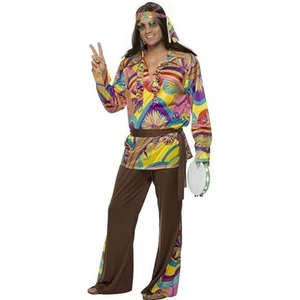 Smiffys Psychedelic Hippie Man Costume, Multi-Coloured (Size M) - Picture 1 of 3