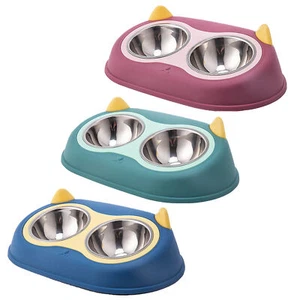 Dog Bowl Cat Bowl Raised Double Pet Feeder Anti Sickness Bowl for Food and Water - Picture 1 of 15