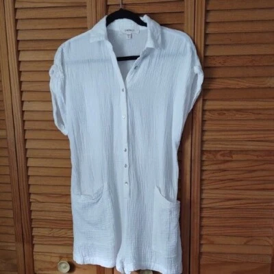 Mameluco L blanco espacial gofre manga parche bolsillos botones natación cubierta SP Foto 1 de 4