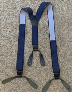 The British Belt Company Blue Polka Dot Suspenders Silver Hardware New Authentic