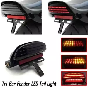 Tri-Bar Fender LED Tail Turn Signal Light For Softail FXST FXSTC FXSTB FXSTS CL - Foto 1 di 7