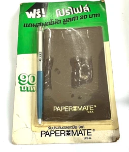 Vintage Paper mate Profile Ballpoint pen Blue body set with A6 Notebook unpack - Picture 1 of 8