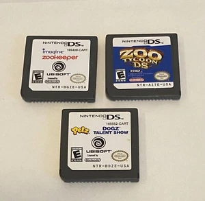 Nintendo Ds - Lot Of 3 Games: Zoo Tycoon, Zookeeper, Dogz Talent Show Game Only - Picture 1 of 2
