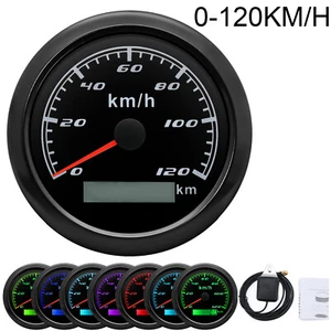 85mm GPS Speedometer 0-120KM/H Odometer Gauge 7 Colors LED For Boat Car Truck - Picture 1 of 16