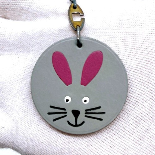 HERMÈS HERMES ciondolo animale topo portachiavi posteriore charm pelle grigio viola originale con scatola