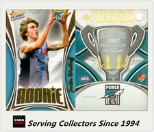 2007 Select AFL Supreme Predictor P. Adel +Draft Rookie PDR11 Justin Westoff