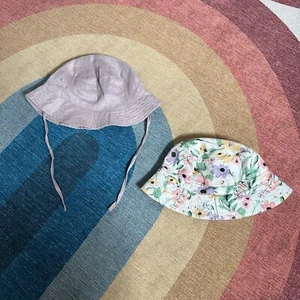 H&M Girl Purple and Floral Print Sun Hats, Set of 2, Size 2T - Picture 1 of 5