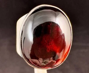 Red AMBER Ring - SIZE 9.75- Genuine Sterling Silver Ring Polished Stone, 53767 - Picture 1 of 3