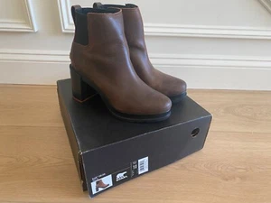 Sorel Blake Impermeable Burro Cuero Marrón Chelsea Bota Plataforma Tacón Talla 10 - Imagen 1 de 7