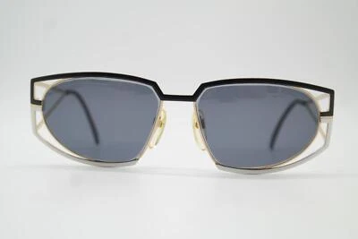 Gafas De Sol Vintage Silhouette V 6053 Negro Blanco Dorado Ovaladas - Imagen 1 de 4
