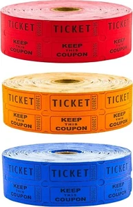 Attendance Tracker Raffle Tickets  50/50 Double Stub Split 3 Rolls of 2000 -USA - Picture 1 of 7
