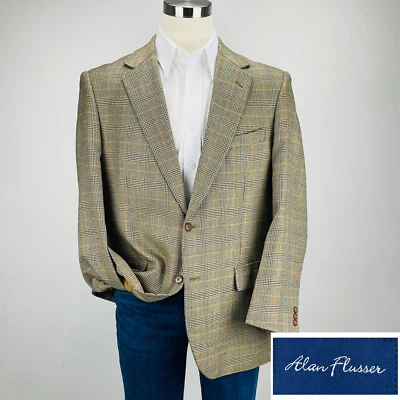 Abrigo Blazer Deportivo Alan River Para Hombres 42R Tostado Cuadros Seda Lana Chaqueta Informal Foto 1 de 4