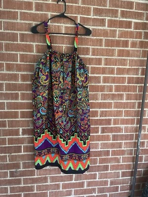 Vintage 60s Psychedelic Handmade Multi Colored Dress - Imagem 1 de 4