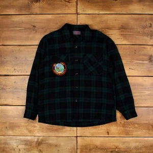 Camisa a Cuadros Pendleton Vintage Botón M Años 60 Negro Reloj Tartán Para Hombre Manga Larga - Imagen 1 de 7