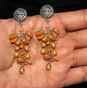 Natural opal earring studs with sterling silver opal studs Christmas jewelry - Picture 1 of 8