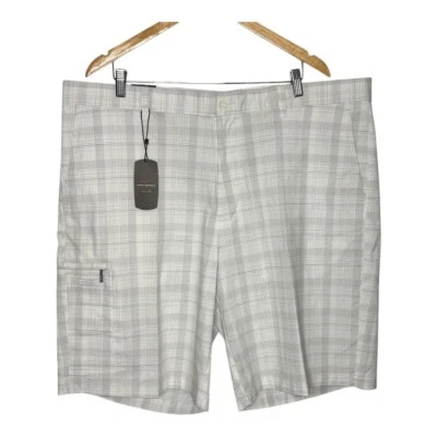Nuevos pantalones cortos de golf Greg Norman a cuadros frente plano ropa deportiva informal para hombre talla 42 Foto 1 de 4