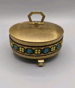 Vintage Brass Round Trinket Box - Picture 1 of 5