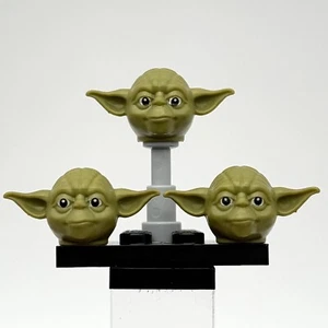 Lego Star Wars (X3) Yoda Minifig, Head Modified Curved Ears w/ Black Eyes - Picture 1 of 2