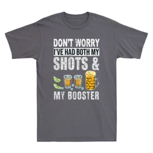 Don't Worry I've Had Both My Shots And Booster Funny Vaccine Retro Men's T-Shirt - Picture 1 of 8