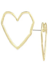 Pendientes de poste de corazón texturizado enchapados en oro de 18k nuevos para mujer Jewerly EG8276. 1,5" x 1 - Imagen 1 de 2