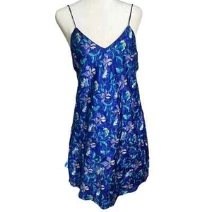 Vintage Kathryn 90s Floral Cobalt Blue Slip Dress - Picture 1 of 10