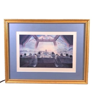 Vintage Salvador Dali Letztes Abendmahl Kunstdruck MCM Gold Vergoldet Rahmen Kunst 18,5x14 Zoll - Bild 1 von 12