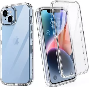 Clear 360 Full body Case For iPhone 16 15 14 13 12 11 Pro Max XR XS Max 7 8 SE 4 - Picture 1 of 9