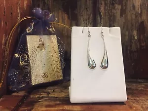 Elegante Sterling Silber Regentropfen Ohrhänger Haken Ohrringe - Bild 1 von 2
