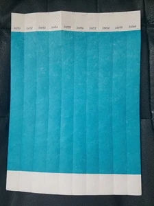 100 3/4" AQUAMARINE TYVEK WRISTBANDS, PAPER WRISTBANDS, WRISTBAND EVENTS - Picture 1 of 1