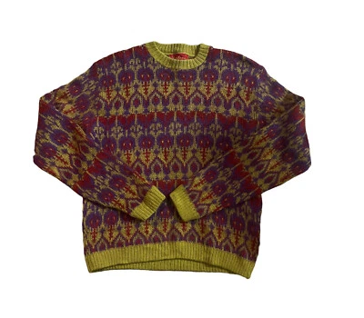 Vintage 40s 50s Mens Jantzen Wool Mohair Sweater Heart Pattern Size M USA Made - Image 1 of 4