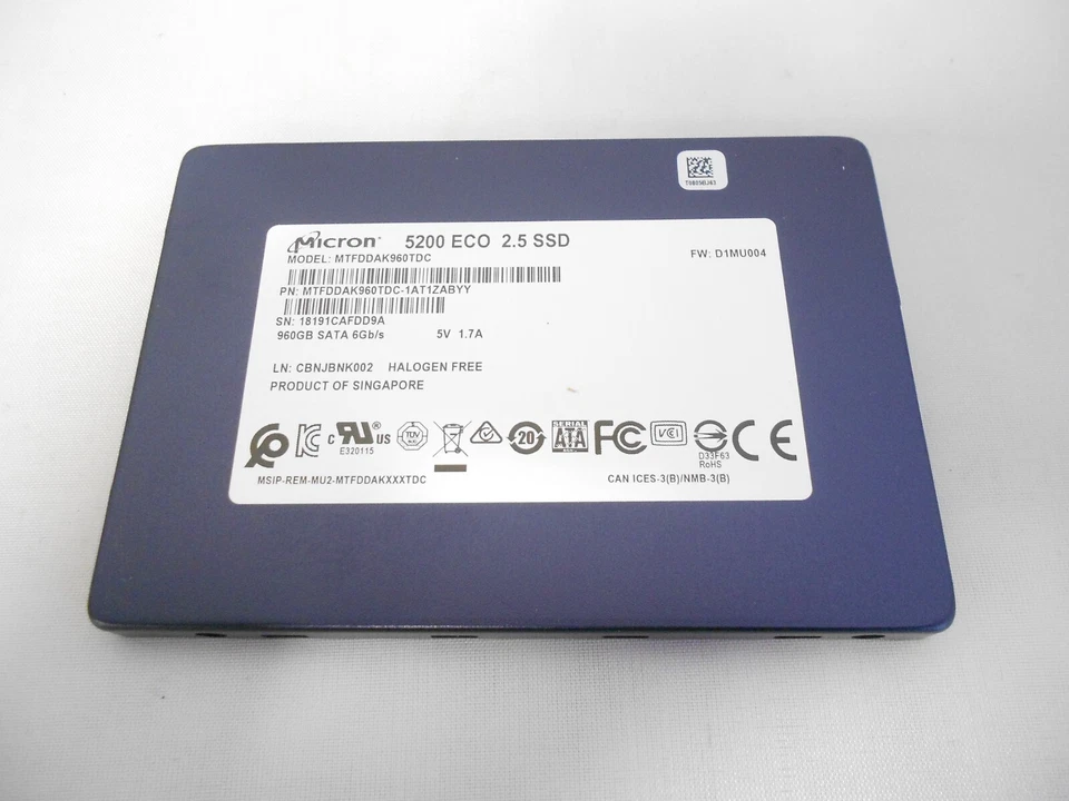 Micron 5200 960GB SSD SATA 2.5" 6G Laptop Server Desktop PC Hard Drive Dell 1TB - Image 1 of 1
