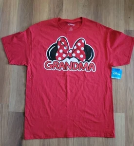 Disney Minnie Mouse Grandma T Shirt Size L Red Bow Ears With Tag - Picture 1 of 3