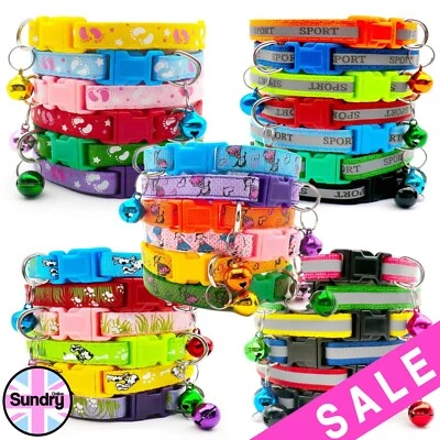 REDUCED Dog Collar Warning Bell Adjustable Kitten Heart Pet Puppy Snap Buckle UK