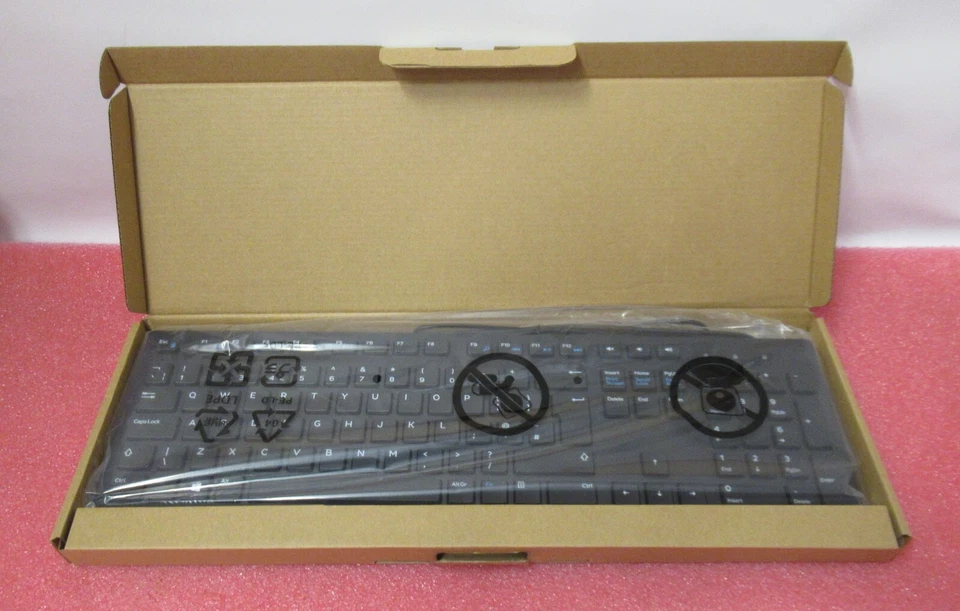 New Dell KB216D1 8VXM3 08VXM3 Black UK QWERTY Multimedia Slim USB Wired Keyboard - Image 1 of 4