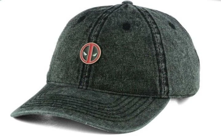 Deadpool Metal Pin Marvel Comics Adjustable Strapback Denim Dad Hat Cap