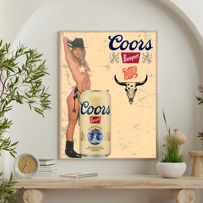 Huge Vintage Retro Beer Poster  Coors Banquet 18x24 Inches Classic 80s ART decor - Image 1 of 2
