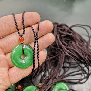 Pendentif en Jade vert œil de chat naturel et exquis, pour femmes et hommes, - Bild 1 von 9