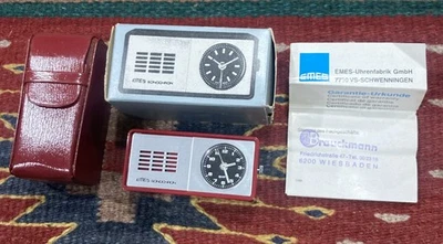 vintage Emes Sonochron Miniature Red Alarm Clock - New Unused In Box - Image 1 of 4