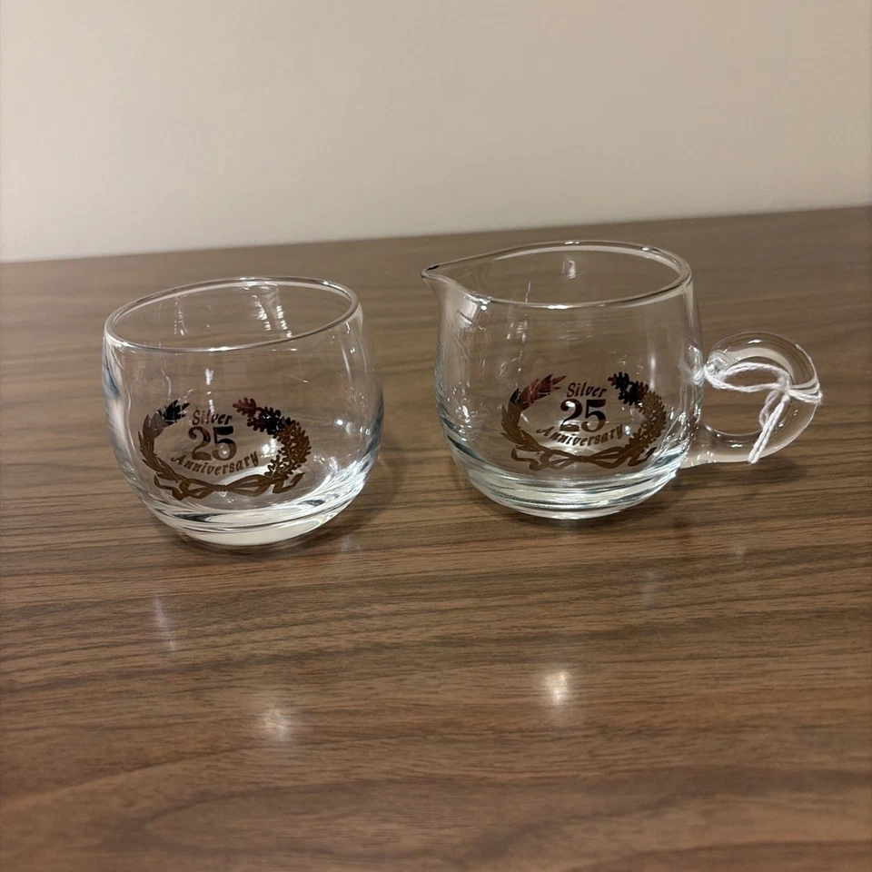 West Virginia Weston Glass 25th Anniversary Cream and Sugar Set - Image 1 of 4
