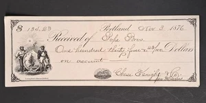 1876 Chase Knight & Co. Boot & Shoe Co. Portland Maine to Pope Bros. Receipt - Picture 1 of 4
