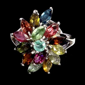 925 Sterlingsilber Ring Marquise Turmalin Smaragd Natürlich Edelstein Schmuck 8 - Bild 1 von 13